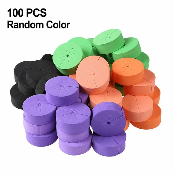 100 Pcs Garden Clone Collars Neoprene Inserts Sponge Blocks For Hydroponics, 1.9 Inch Diameter X 0.7 Inch Thick Nursery Sponges With 8 Slits For Starting And Plant Propagation In Net Cups