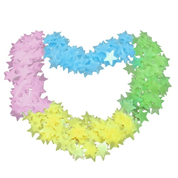100 Pcs Glow in The Dark Luminous Star Stickers, Stickers with Adhesive Pads, Plastic Luminous Fluorescent 3D Glowing Star for Room Decor 3x3cm