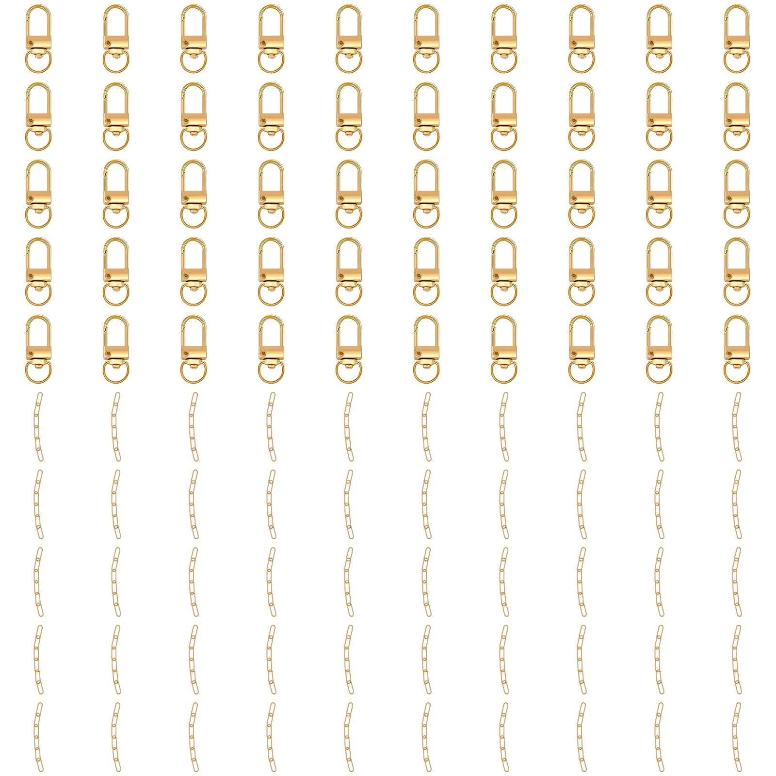 100 Pcs Gold Keychain Making Kit, Including 50 Pcs Key Clasps and 50 Pcs Key Chains, 360° Swivel Lobster Clasp, Long-Term Metal Key Ring Charms for DIY Crafts, Bag Charm Kit