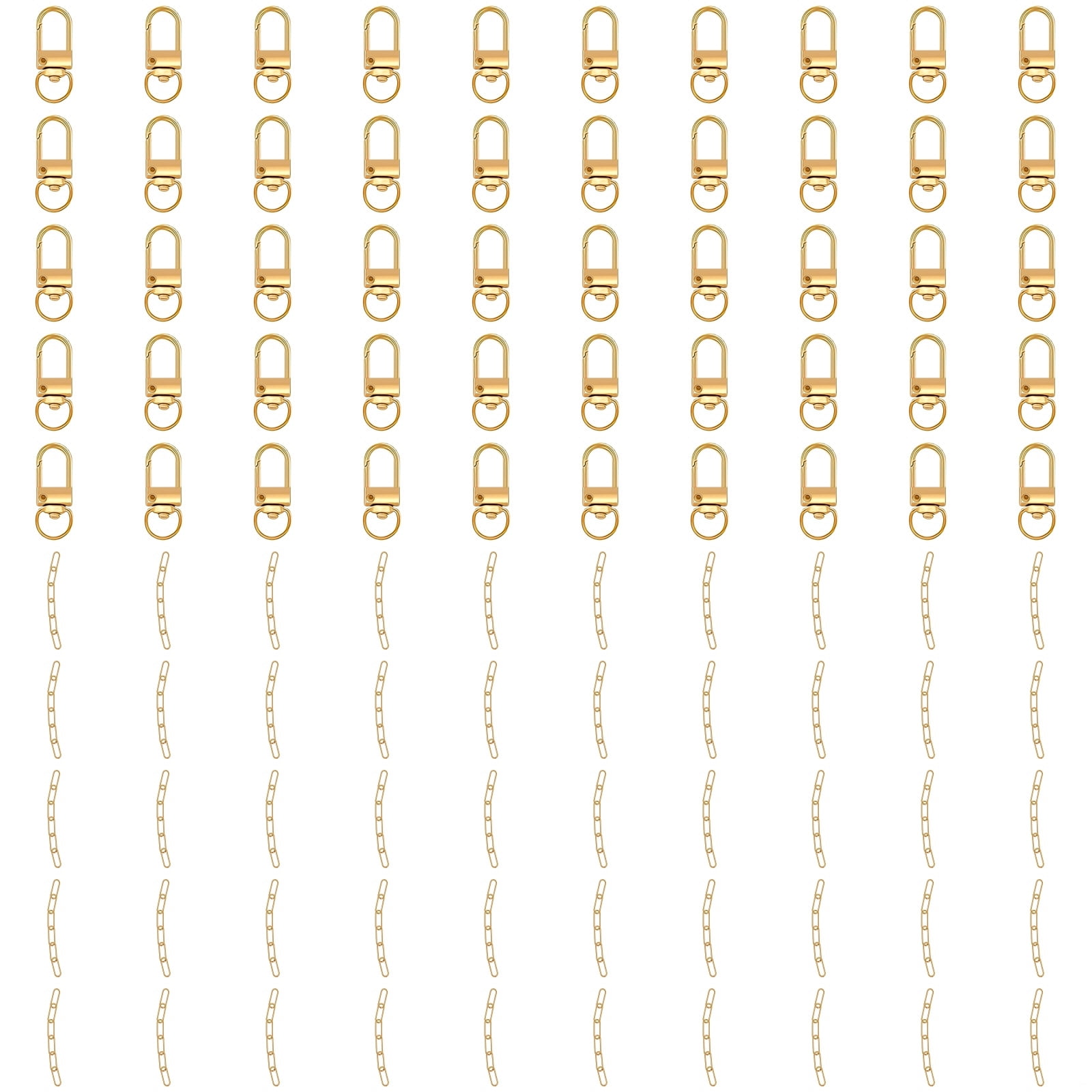 100 Pcs Gold Keychain Making Supplies, 50 Pcs Metal Key Clasps and 50 Pcs Key Rings, 360° Swivel Lobster Clasp, Long-Lasting Metal Charms for DIY Crafts, Bag Accessory Kit