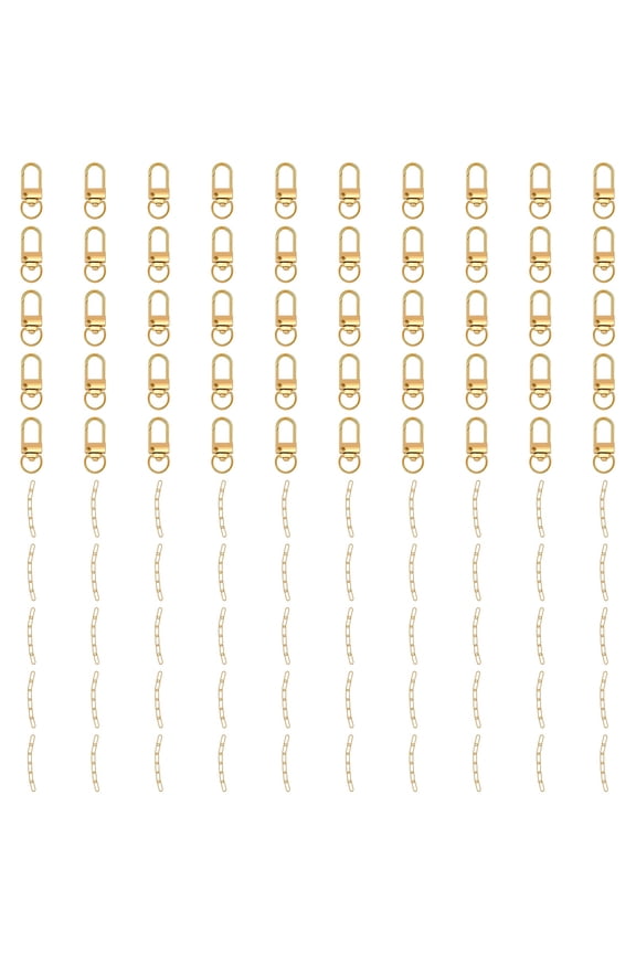 100 Pcs Gold Keychain Making Supplies, 50 Pcs Metal Key Clasps and 50 Pcs Key Rings, 360 Swivel Lobster Clasp, Long-Lasting Metal Charms for DIY Crafts, Bag Accessory Kit