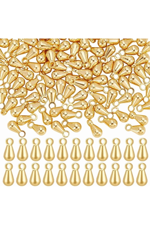 100 Pcs Gold Plated Extender Chain Tear Drop Dangle Teardrop Charm Dangle End Beads Chain Terminator Charms for DIY Jewelry Making and Crafting