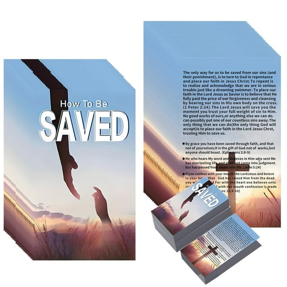 100 Pcs Gospel Tract Card Salvation Cards Pocket Holy Postcard Prayer Postcards Christian Inspirational Bible Verses Bookmark for Christian Gift(How to Be Saved)