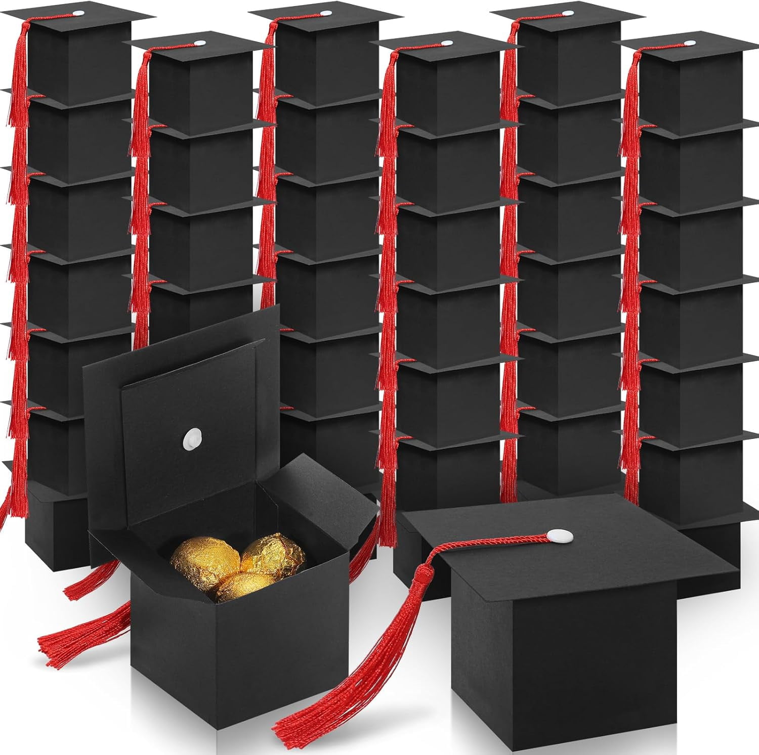 Grad Box Stack 100 Pcs Graduation Candy Boxes, Class of 2026 Graduation Cap Gift Boxes ...