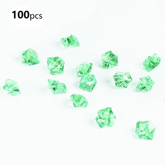 100 Pcs Grass green Acrylic Ice Cube Stones,Fake Crushed Ice Rocks,Fish Tank Decorations,11*14mm