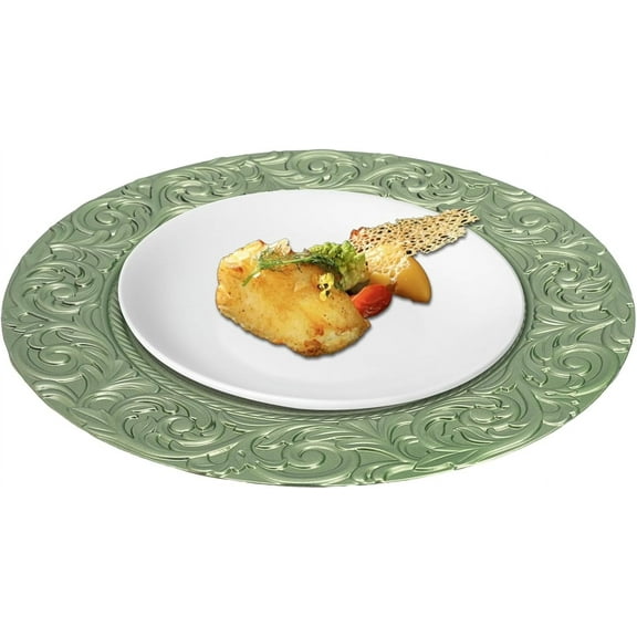 100 Pcs Green Plates Set, Round Plates, 13 inch Decorative Reusable Serving Plates for Table Dinner Kitchen Party Decoration