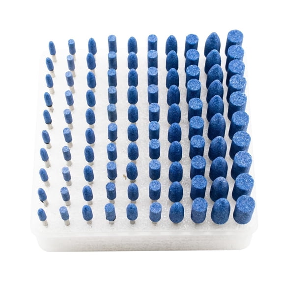 100 Pcs Grinding Stones Set, 1/8 Inch Shank Abrasive Stone Mounted Sharpening Bits Grinding Points for Rotary Tools (Blue)