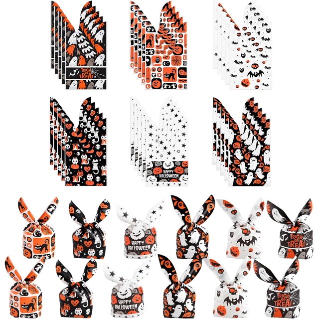 100 Pcs Halloween Candy Bag Halloween Rabbit Ears Packaging Bag for