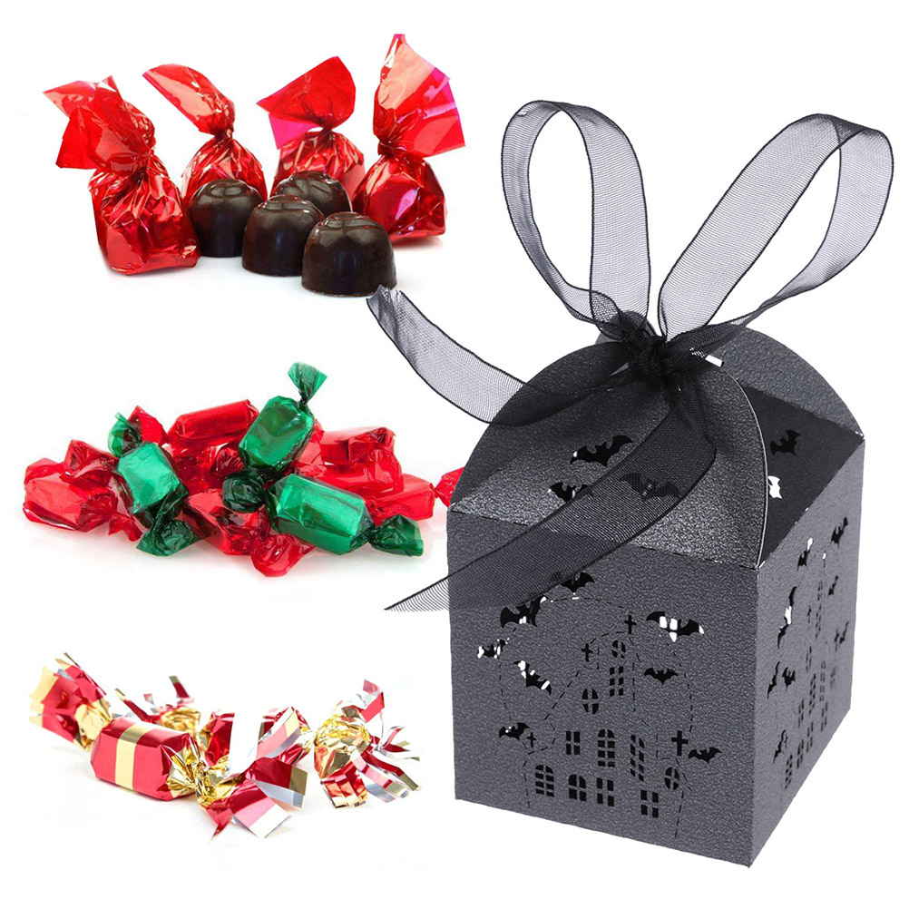 100 Pcs Halloween Candy Box Gift Boxes Hollow Paper Box Halloween Tote