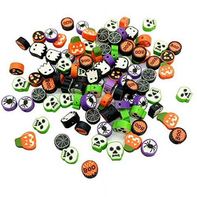 100 Pcs Halloween Polymer Clay Beads Heishi Spacer Beads Supplies for