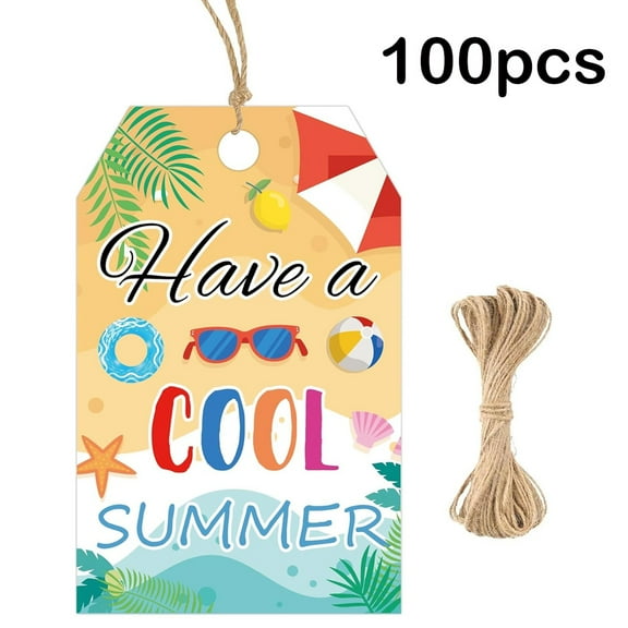 100 Pcs Happy Summer Gift Tags Have A Great Summer Holiday Name Tags with String Party Favors Tags for Pool Party Birthday