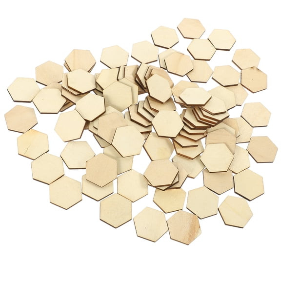 Raindrops 100pcs Hexagon Shape Wood Slices Unfinished Wood Pieces DIY Crafts Making Wood Slices