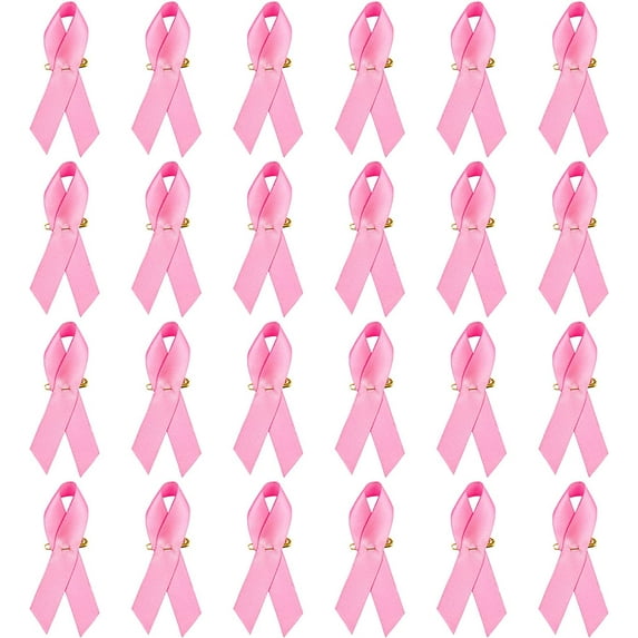 100 Pcs HotPink Ribbons Satin Pins Breast Cancer Awareness Lapel Pins ...