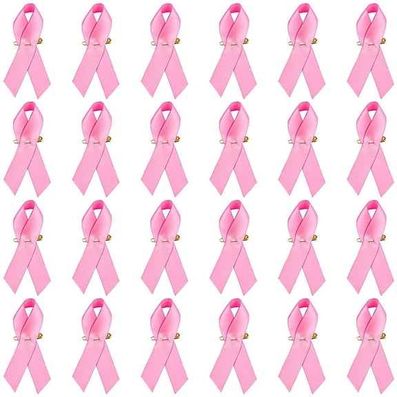 100 Pcs HotPink Ribbons Satin Pins Breast Cancer Awareness Lapel Pins Ribbons with Safety Pins for Breast Cancer Charity