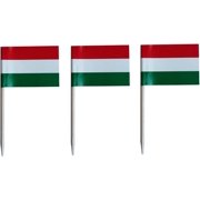 100 Pcs Hungary Flag Hungarians Toothpick Flags, Small Mini Stick Cupcake Toppers Hungarians Flags,Country Picks Party Decoration Celebration Cocktail Food Bar Cake Flags