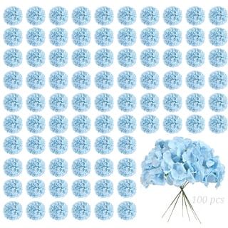 100 Pcs Hydrangeas Artificial Flowers,Ivory Silk Fake Hydrangeas Flowers Heads with Stems,Full Hydrangeas Flowers for Wedding Centerpieces,Party,Arch,Home Garden,Festival Decoration