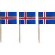 100 Pcs Iceland Flag Icelanders Toothpick Flags, Small Mini Stick Cupcake Toppers Iceland Flags,Country Picks Party Decoration Celebration Cocktail Food Bar Cake Flags