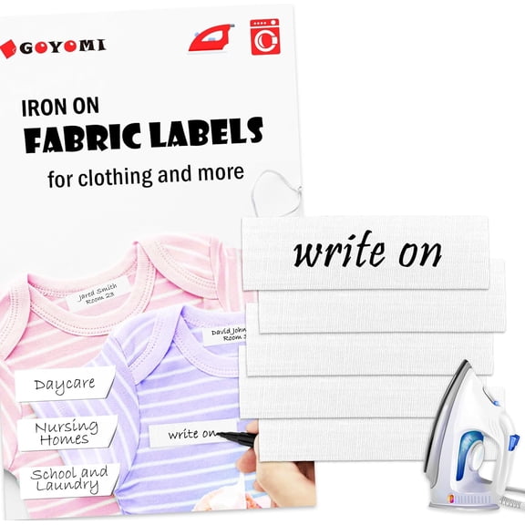 100 Pcs Iron on Fabric Labels, Writable Iron on Clothing Labels, Name Tags for Daycare, Nursing Home, Camp, School, Laundry, Organizing, Washer & Dryer Safe$$Office