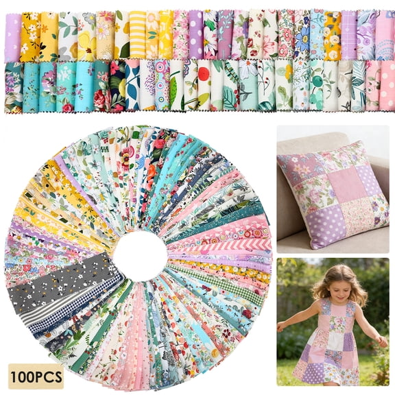 100 Pcs Jelly Roll Fabric Strips for Quilting, Crafting, and Sewing, 100 Strip Assorted Bundle, Soft Cotton for Blanket, Rug, Upholstery, Home Decor, and Purse Making, Cottagecore