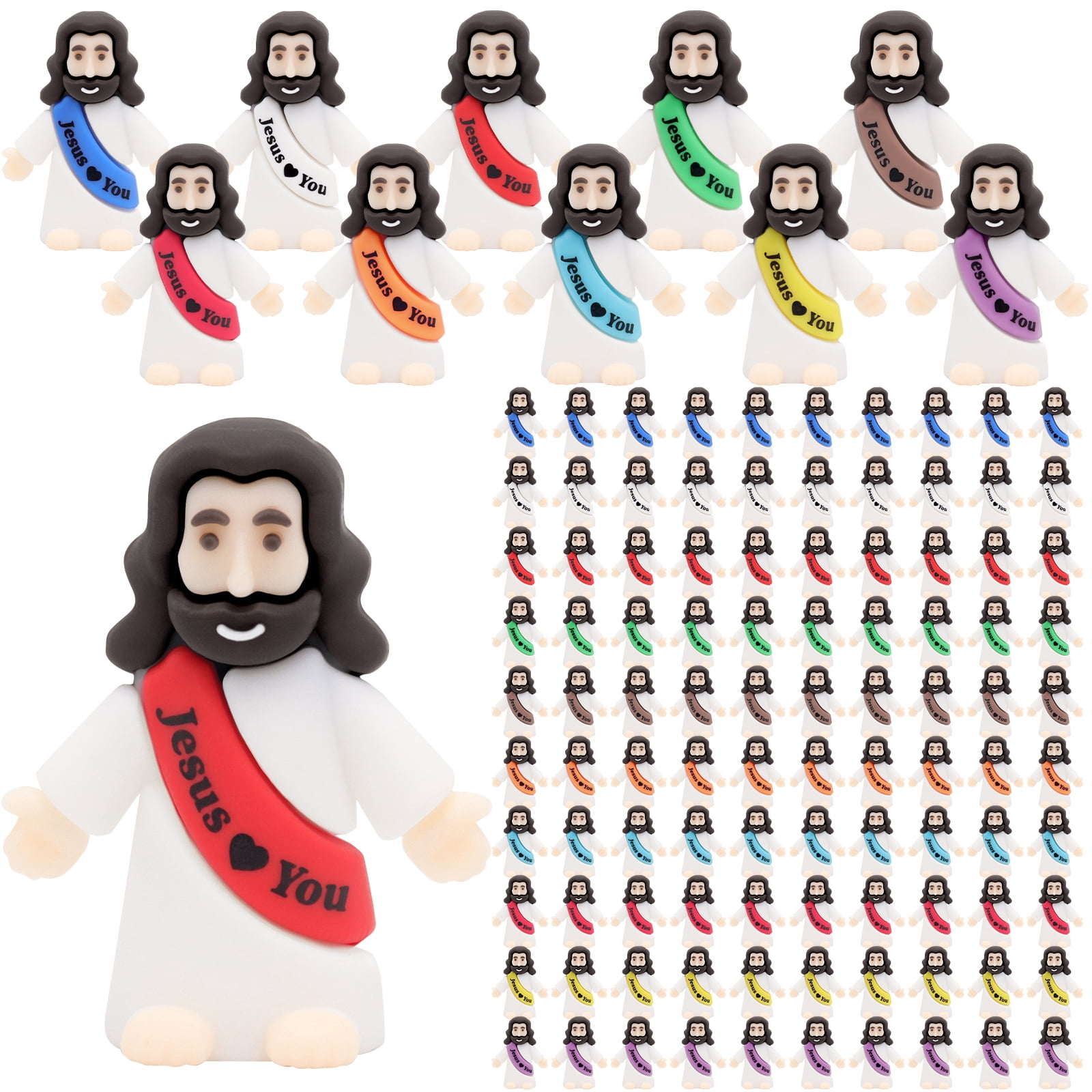 100 Pcs Jesus Love You Mini Figures Baby Jesus Figurines in Bulk Tiny Miniature Religious Figures for Hide and Seek, Sunday School, Religious Party Favors, Baptism Gifts, Easter Egg Stuffers