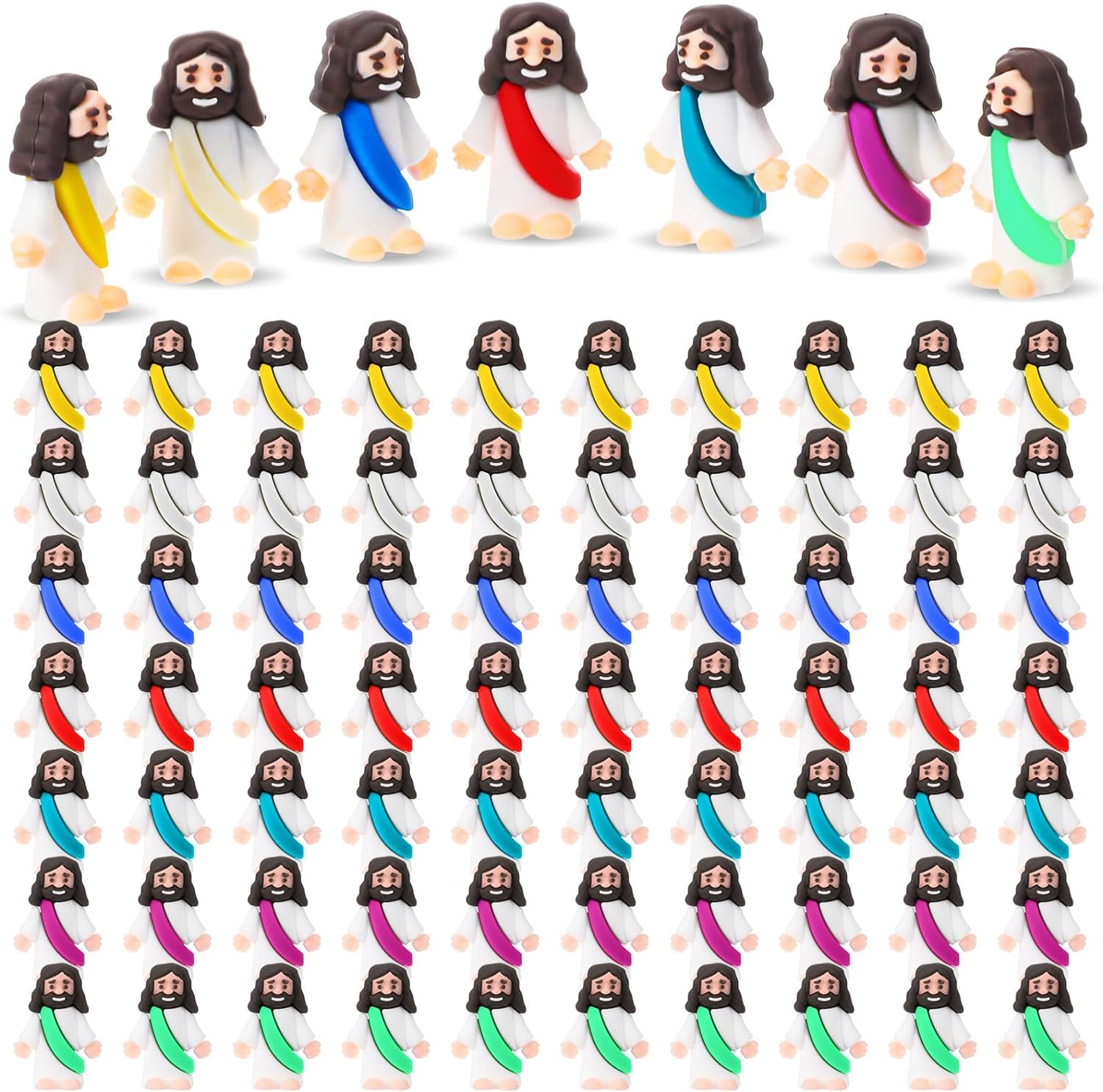 100 Pcs Jesus Toys Little Jesus Figurine Miniature Jesus Doll Tiny Jesus Figurine to Hide and Seek Classic Religious Gifts for Easter Egg Stuffers (Multicolor)