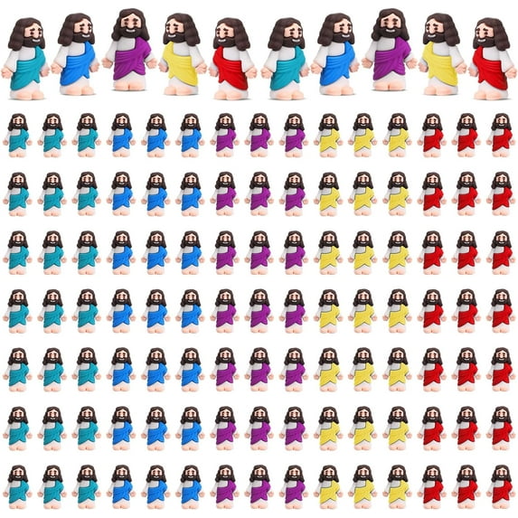 100 Pcs Jesus Toys Little Jesus Figurine Miniature Jesus Doll Tiny Jesus Figurine to Hide and Seek Classic Religious Gifts for Easter Egg Stuffers (Multicolor)