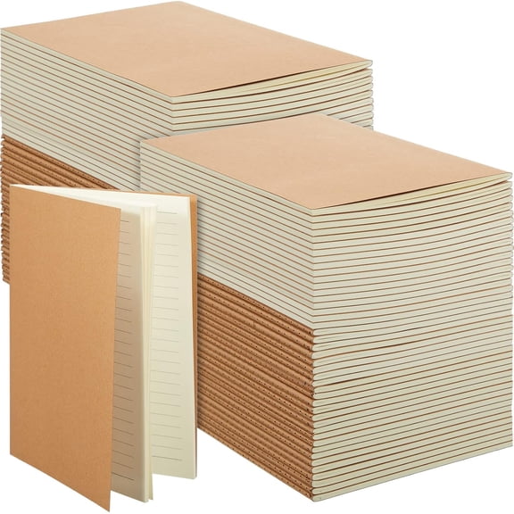 100 Pcs Journals Notebooks Bulk - Kraft Softcover A5 Small Notebooks 5.5 Inch x 8.3 Inch Notepads with 60 Page 30 Sheet for Writing Sketch Travel Office Supplies(Lined)