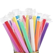 100 Pcs Jumbo Smoothie Straws Boba Straws, Individually Wrapped Multi Colors Disposable Plastic Large Wide-mouthed Milkshake Bubble Tea Drinking Straw0.43" Diameter and 9.5" long