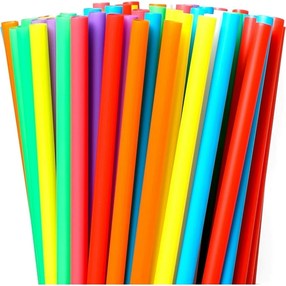 100 Pcs Jumbo Smoothie Straws,Colorful Disposable Wide-mouthed Large Straw, Drinking Straws, Plastic Straws Boba Straws - Assorted Bright Colors