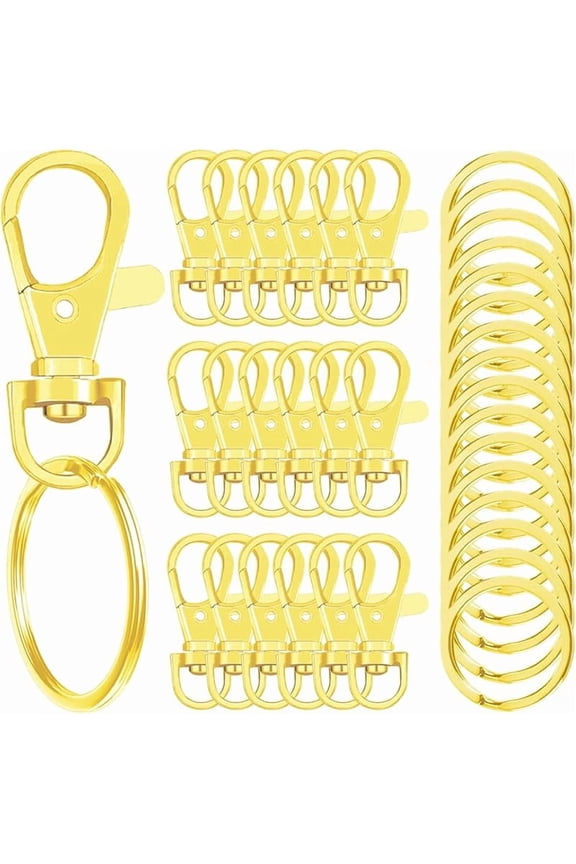 100 Pcs Keychain Hooks with Key Rings, Keychain Clip Hooks with Rings for Lanyard Jewelry Making DIY Crafts(50 Pcs Metal Lobster Claw Clasps + 50 Pcs Flat Key Rings) (Rose Gold)