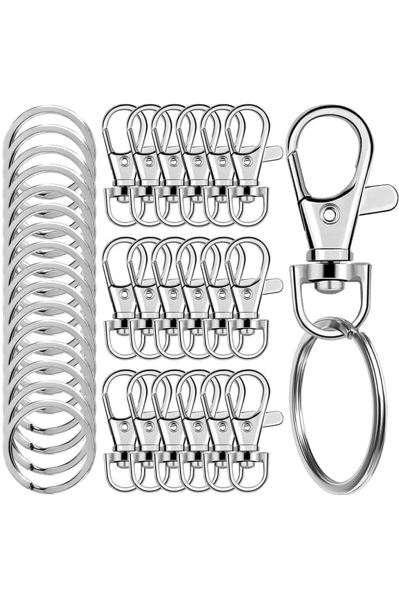 100 Pcs Keychain Hooks with Key Rings, Keychain Clip Hooks with Rings for Lanyard Jewelry Making DIY Crafts(50 Pcs Metal Lobster Claw Clasps + 50 Pcs Flat Key Rings) (Rose Gold)