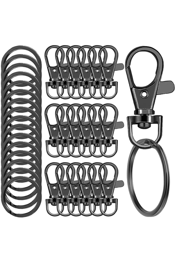 100 Pcs Keychain Hooks with Key Rings, Keychain Clip Hooks with Rings for Lanyard Jewelry Making DIY Crafts(50 Pcs Metal Lobster Claw Clasps + 50 Pcs Flat Key Rings) (Rose Gold)