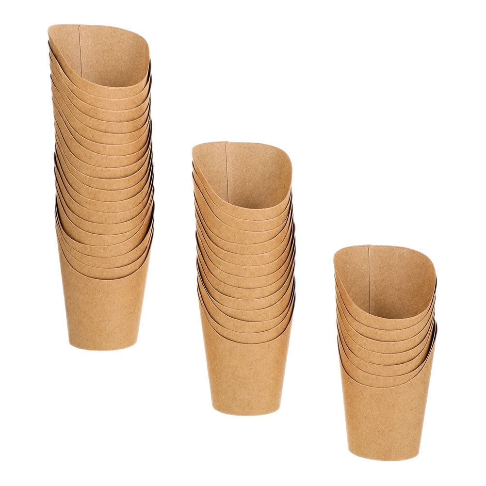 100 Pcs Kraft Paper Fries Cup French Fries Paper Cups Kraft Paper Food ...
