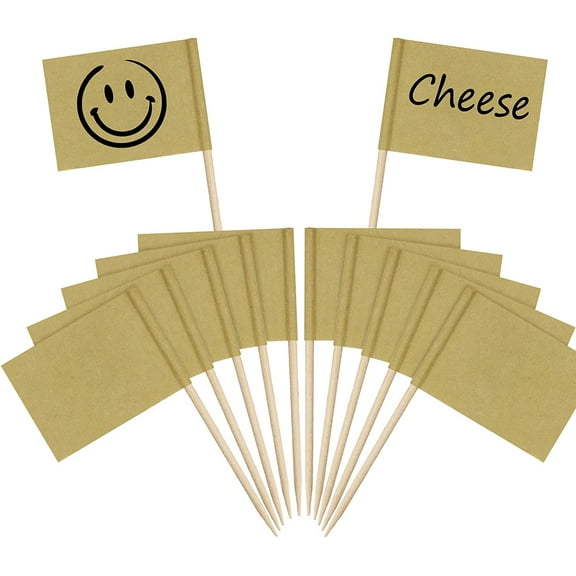 100 Pcs Kraft Toothpick Flags Cheese Markers, Cheese Labels for Charcuterie Board, Party Food Labels for Party Buffet, Cheese Board Labels Food Name Tags for Buffet Cocktail Picks