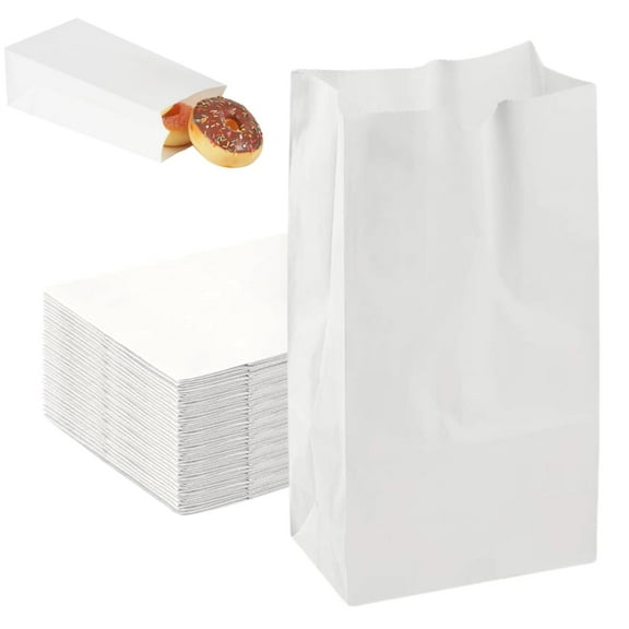 100 Pcs Kraft Treat Bags,3.5 x 2.1 x 7in White Paper Bags,Snack Lunch Bags,Gift Packaging Pouches,Mini Size Snack Bags,Perfect for Snacks, Popcorns or Party Favor By HXRH