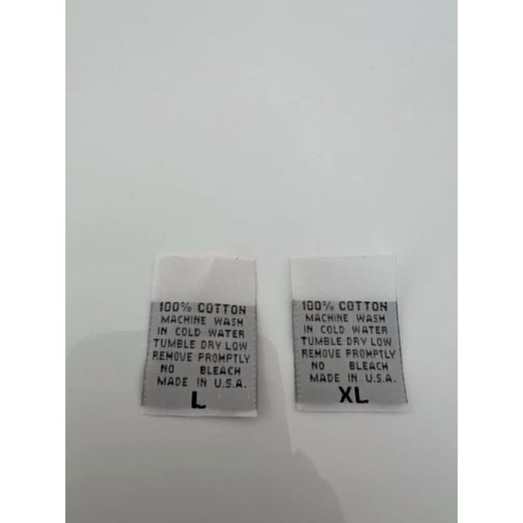 100 Pcs L Or Xl White Woven Clothing Sew Care Label Size Tag - 100% Cotton