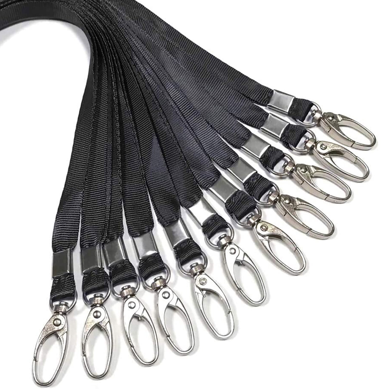 100 Pcs Lanyards Black Lanyard for Id Badges Nylon Lanyard Bulk Clip ...