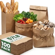 100 Pcs Large Brown Kraft Grocery Bags, 13 X 6 X 16.5 inches