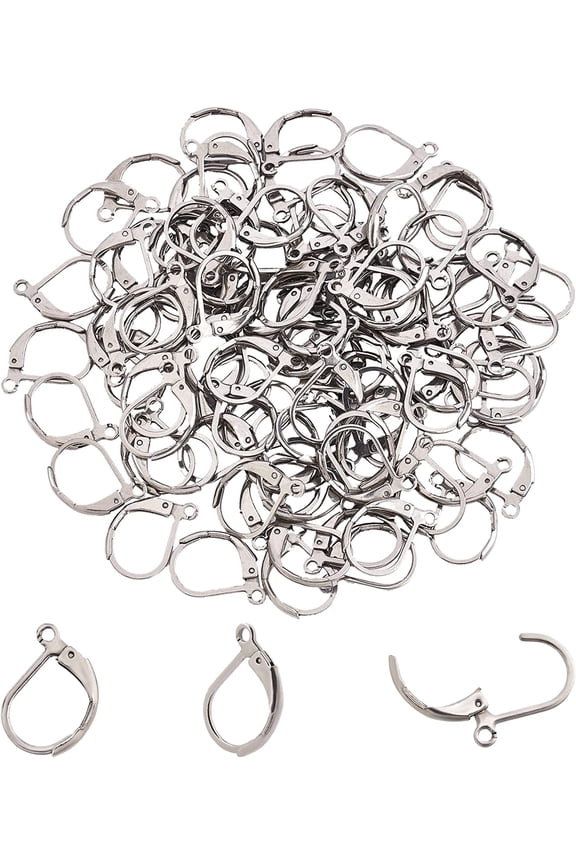 100 Pcs Lever Back Ears Hooks Open Loop Leverback Hoops Ear Wire for Ear