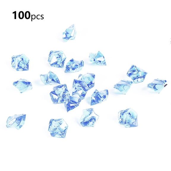 100 Pcs Light sky blue Acrylic Ice Cube Stones,Fake Crushed Ice Rocks,Fish Tank Decorations,11*14mm