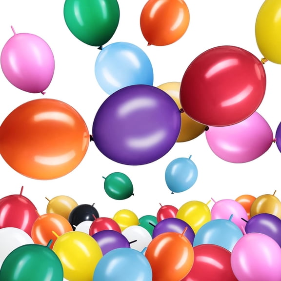 100 Pcs Link Balloon Quick Linking Latex Connected Balloons Linkable for New Year's Party Valentine's Day Carnival Wedding Decoration(10 Inch,Colorful)