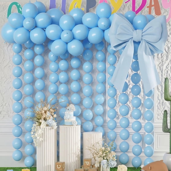 100 Pcs Link Balloon Quick Linking Latex Connected Balloons Linkable for Easter Wedding Independence Day Birthday Party Decoration(10 Inch,Sky Blue)