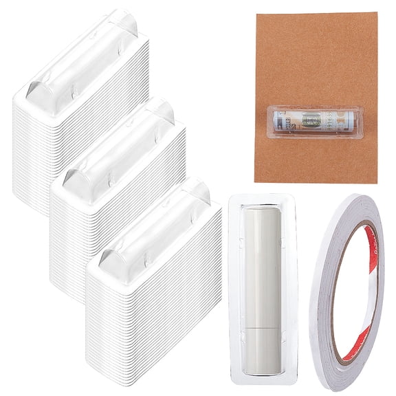 100 Pcs Lip Balm Pouches Plastic Money Holder Waterproof Rectangle Chapstick Cash Holder Lipstick Packaging Box with 1Roll Double Sided Adhesive Paper