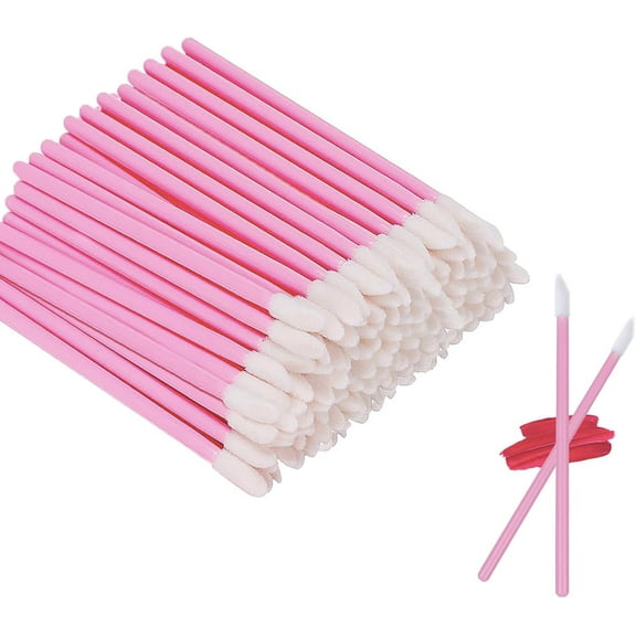 100 Pcs Lip Brushes, Disposable Lipstick Brush, Lip Gloss Concealer Applicators, Lipgloss Wands For Makeup (Pink)