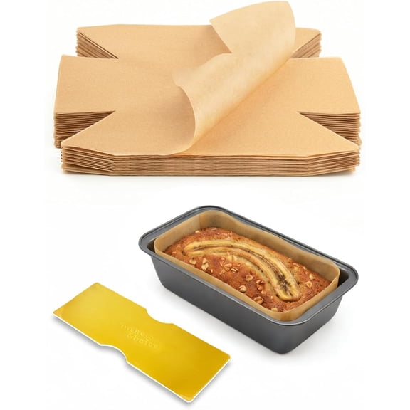 100 Pcs Loaf Pan Liners for Baking Bread 9x5 Inch, Bread Pan Liners with Cardboard Formers, Non-Stick Pre Cut Unbleached Parchment Paper for Loaf Pan