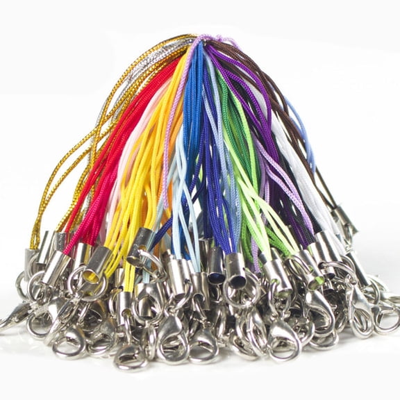 BESTOYARD 100Pcs Lobster Clasp Cell Phone Lanyards Assorted Color Charm Straps for Keychain Accessories