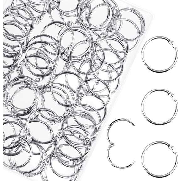 100 Pcs Loose Leaf Binder Rings, 1 Inch Nickel Plated Metal Binder Rings, Office Book Rings Keychain Key Rings for School Home Index Cards