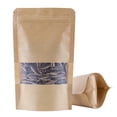 thumbnail image 1 of 100 Pcs/Lot Kraft Paper Bags with Windows Stand Up Pouches Food Ziplock Bags Food Packaging Bags with Tear Notch for Nuts Snacks (Frosted window,9x13cm), 1 of 5