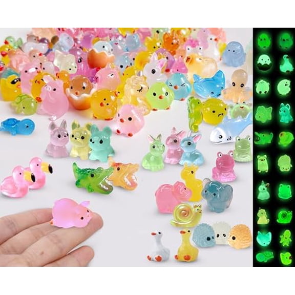 100 Pcs Luminous Mini Resin Animals, Glow in The Dark Tiny Ducks for Miniature Garden, Fairy Garden, Fish Tank and Home Dcor$$Garden & Patio