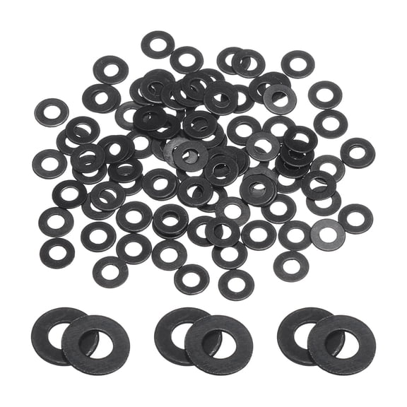 100 Pcs M2 304 Stainless Steel Flat Washers, 2.2mm ID x 4.9mm OD x 0.3mm Thick Black Zinc Plated Metal Washers
